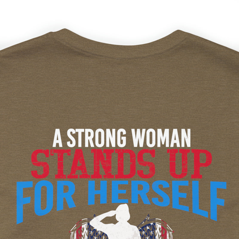 Empowered Service: Military Design T-Shirt - 'A Female Veteran Stands Up for Her Country