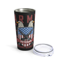 Unbreakable Valor: 20oz Black Military Design Tumbler - Army Veteran, Fearless and Fearless