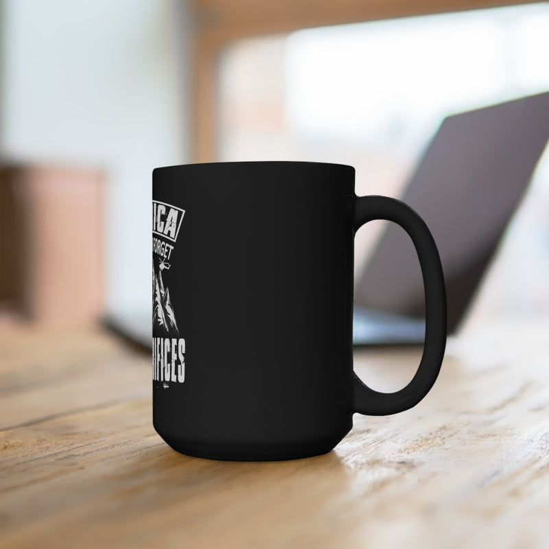 Remembering Our Heroes: 15oz Black Military Design Mug - America Must Never Forget Your Sacrifices