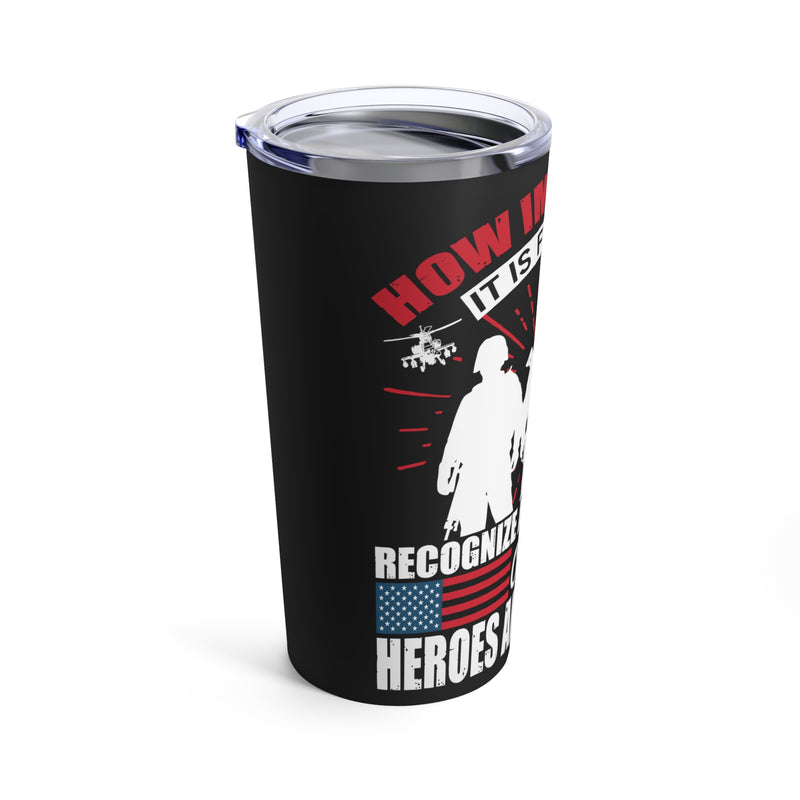 HEROES AND SHE-ROES: 20oz Black Military Design Tumbler - Honoring Our Brave Veterans