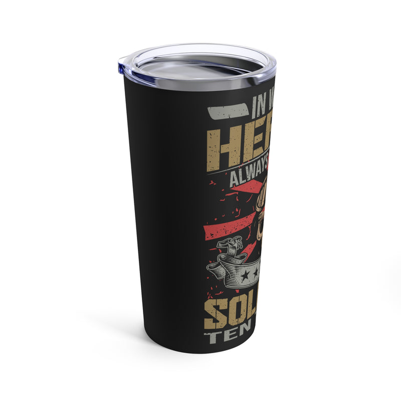 Heroes in War: 20oz Military Design Tumbler - Black Background Tribute