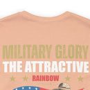 Bold and Patriotic: Military Glory T-Shirt with Striking Rainbow Design