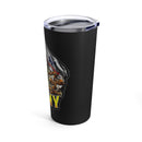 Strength and Honor: 20oz Black Tumbler with Military Design - 'Double Flag Eagle U.S. ARMY