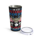 Proud American U.S. Veteran - 20oz Military Design Tumbler with Black Background