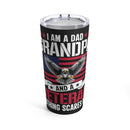 Fearless Legacy: 20oz Black Military Design Tumbler - 'I Am a Dad, Grandpa, and a Veteran - Nothing Scares Me'
