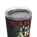 Proud Protector: 20oz Black Tumbler with Military Design - 'Warning: I'm an Army Veteran - I Love My Country