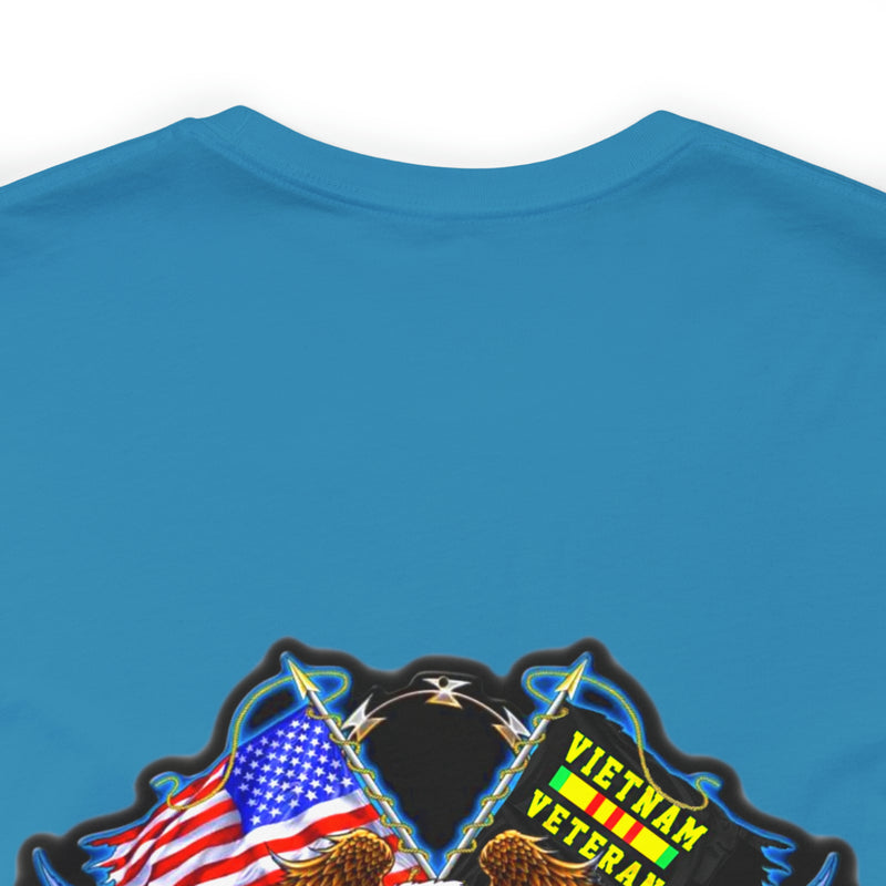 Honoring the Legacy: Military T-Shirt with 'Vietnam Veteran Double Flag' Design