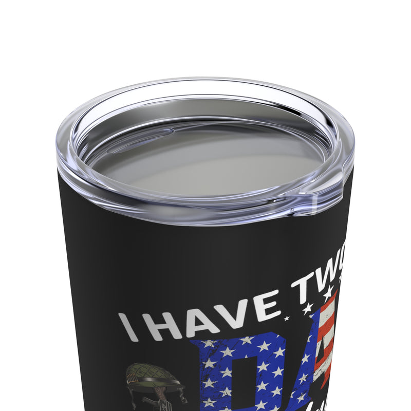 Dad, Papa, and Proud Veteran: 20oz Black Military Design Tumbler - 'Rocking Two Titles with Pride'