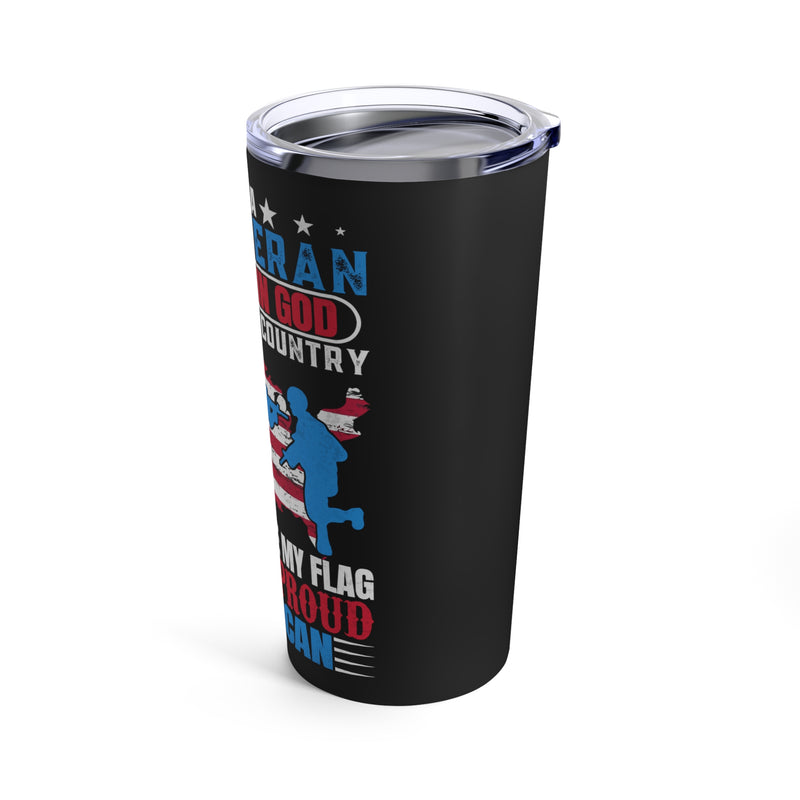 Proud American Veteran: 20oz Black Military Design Tumbler - 'Believer, Saluter, Follower of Freedom'