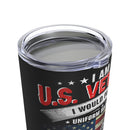 Timeless Skills, Enduring Patriotism: 20oz Black Military Design Tumbler - 'I Am a U.S. Veteran, My Skills Remain'