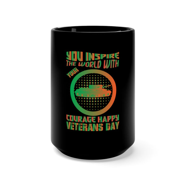 Honor and Inspire: 15oz Military Design Black Mug - Celebrating Veterans on Happy Veterans Day!