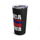 Military Design Tumbler - Embrace Unity with 'America Is A Tune' Motif on Black Background!