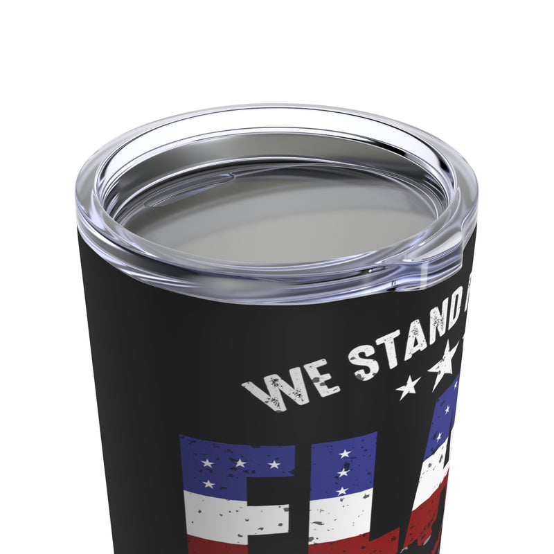 Patriotic Tribute Tumbler: 20oz Military Design - Standing Strong for the Flag, Kneeling in Remembrance of the Fallen