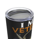 Sturdy Veteran: 20oz Black Military Design Tumbler - 'Fixing Stupid with a Punch'
