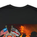 Unyielding Valor: Military T-Shirt with 'No WMF Firefighter Double Flag - All Gave Some, Some Gave It All' Design