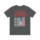 Unshakable Values: Veterans - 6 Things You Don't Mess With T-Shirt, Celebrating Faith, Family, Liberty, Flag, Country, and Guns