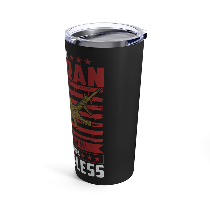 Priceless Legacy: 20oz Black Military Design Tumbler - 'Being a Veteran is an Honor, Being a Grandpa is Priceless'