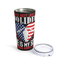 Proud Army Dad 20oz Military Design Tumbler: Black Background with 'He is not just a soldier, he is my son