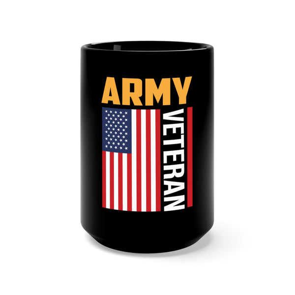 Army Veteran 15oz Military Design Black Mug - Proudly Serving with Honor and Bravery!