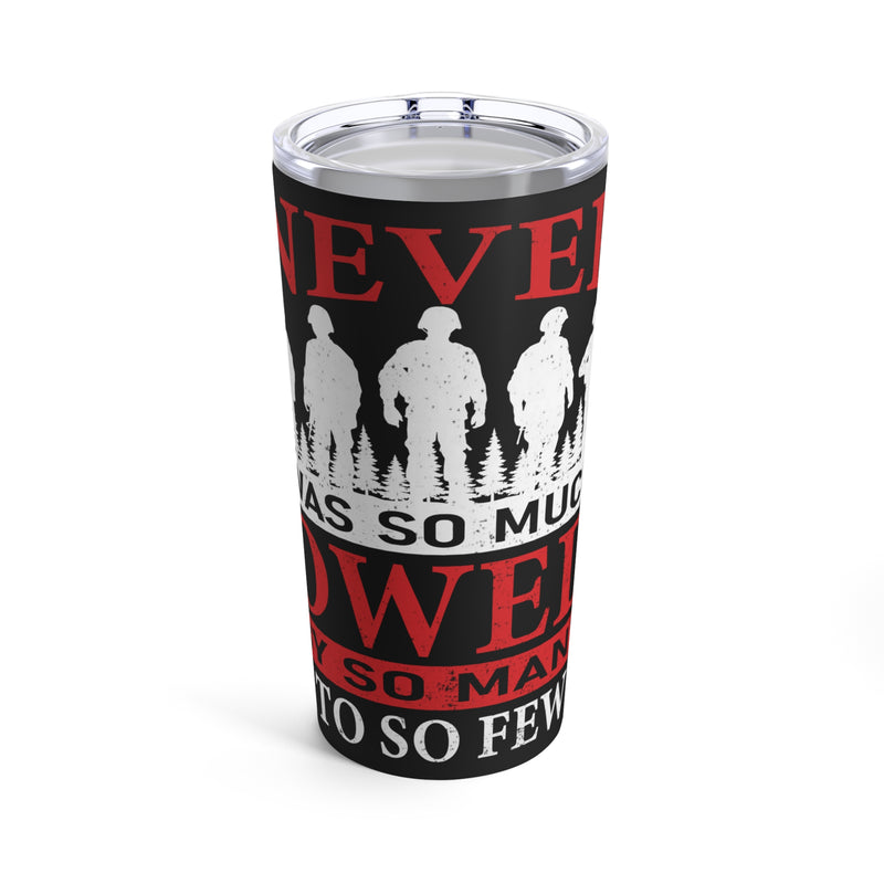 Debt of Gratitude: 20oz Black Military Design Tumbler - Honoring Those Who Sacrificed for Many