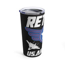 Retired USAF: 20oz Military Design Tumbler - Black Background Edition