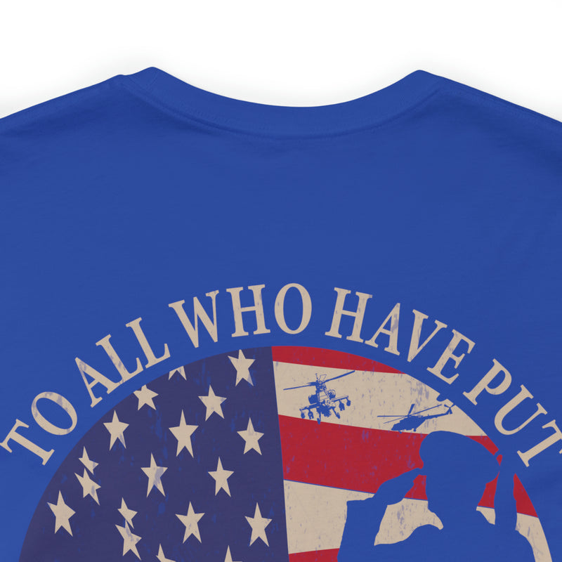 Saluting Sacrifice: Thank You to All Who Defend the Flag Military T-Shirt