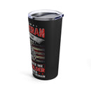 Timeless Skills, Enduring Patriotism: 20oz Black Military Design Tumbler - 'I Am a U.S. Veteran, My Skills Remain'