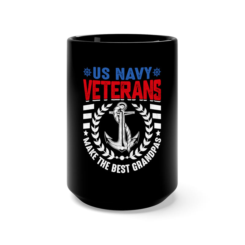 Show Your Pride: 15oz Military Design Black Mug - 'US Navy Veterans Make the Best Grandpas' Edition
