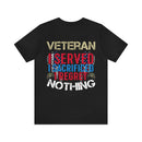 Unyielding Dedication: Veteran I Served, I Sacrificed, I Regret Nothing Military Design T-Shirt