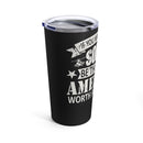 Grateful for Freedom: 20oz Black Military Design Tumbler - Be the American Worth Fighting For