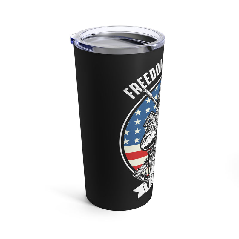 FREEDOM ISN'T FREE: 20oz Black Military Design Tumbler - A Tribute to Our Veterans