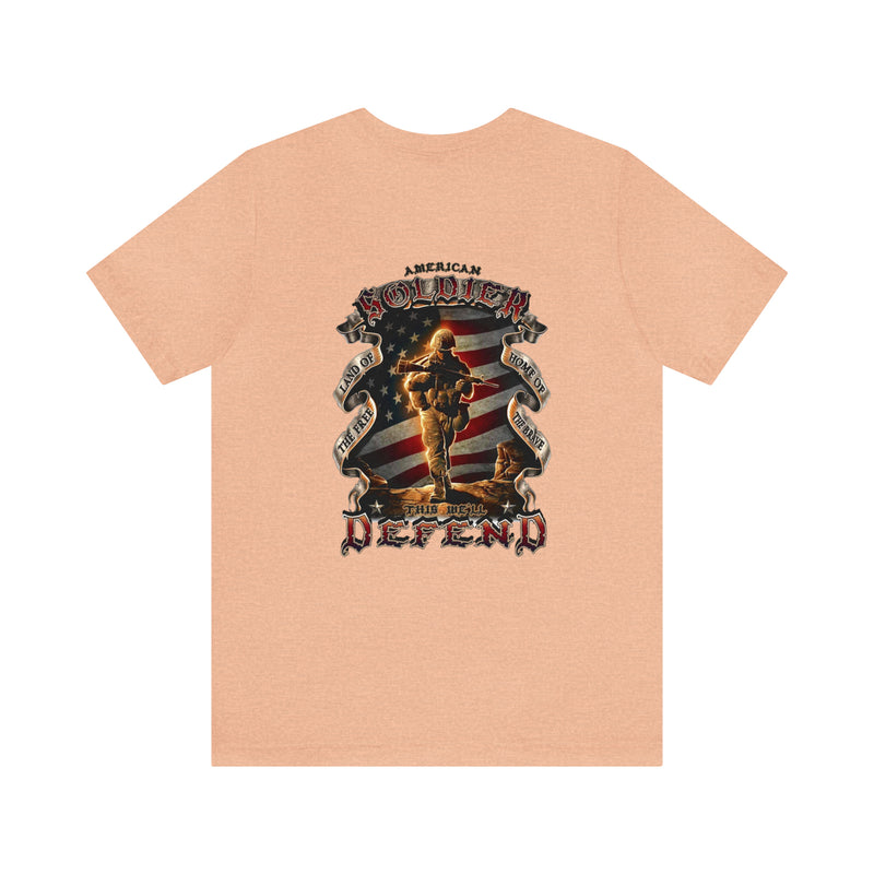 Defenders of Freedom: Military T-Shirt with 'American Soldier - Land Of The Free' Design