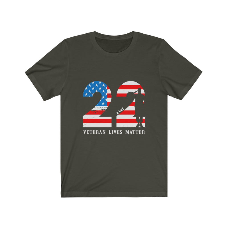 US Military 22 Day A Veteran Lives Matter Unisex Short Sleeve Shirt.