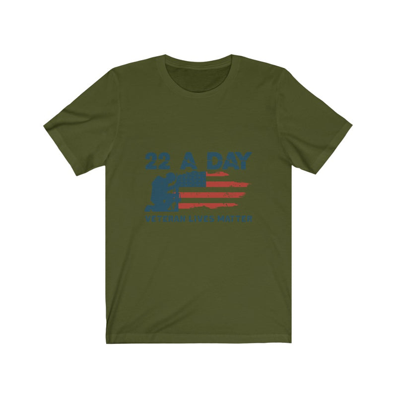 US Military 22 A Day Veteran Lives Matters Unisex Short Sleeve Shirt.