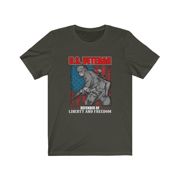 US Military Veteran Defender Of Liberty And Freedom Unisex Short Sleeve Shirt.