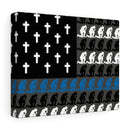 Praying State Trooper Thin Blue Line Prayer Flag-Praying Police Officer Canvas-Praying Sheriff Deputy.