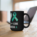 Peace, Love, Cure: PTSD Awareness Black Mug 15oz - Inspiring Compassion and Hope
