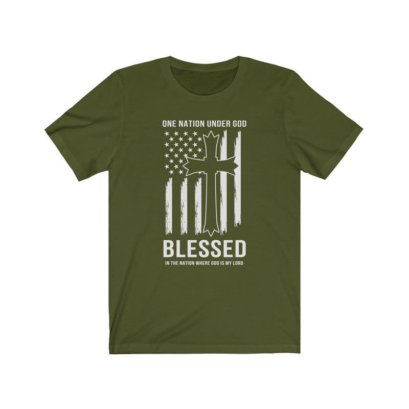 US Military One Nation Under God Blessed Unisex Short Sleeve Shirt.