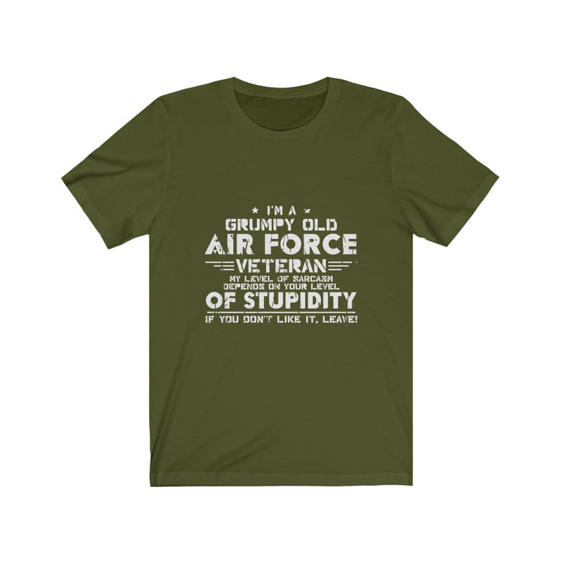 US Military I'M A Grumpy Old Air Force Veteran Unisex Short Sleeve Shirt.