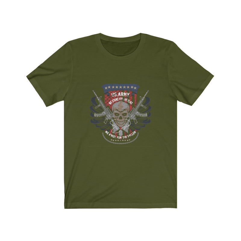 US Army Stand For The Flag Kneel For The Fallen Unisex Short Sleeve Shirt.