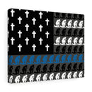 Praying State Trooper Thin Blue Line Prayer Flag-Praying Police Officer Canvas-Praying Sheriff Deputy.