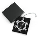 Thin Gray Line Barbed Wire Flag Pewter Snowflake Ornament.
