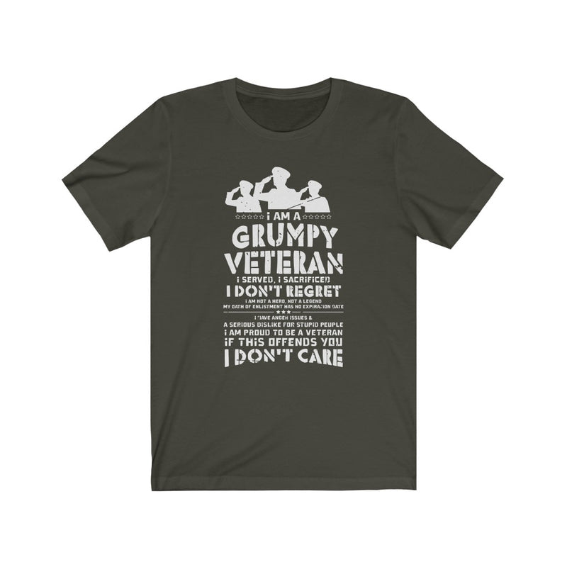 US Military I'M A Grumpy Veteran I Don't Care Unisex Short Sleeve Shirt.