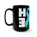 Strength United: PTSD Mental Health Awareness Teal Ribbon Black Mug 15oz