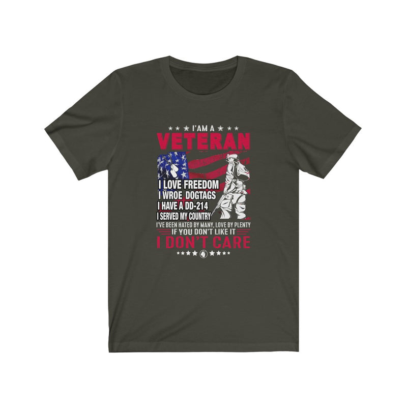US Military I'M A Veteran I Love Freedom Unisex Short Sleeve Shirt.