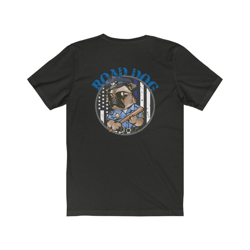 Police Pug Road Dog T-Shirt-Thin Blue Line Dog Shirt.
