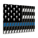 Praying State Trooper Thin Blue Line Prayer Flag-Praying Police Officer Canvas-Praying Sheriff Deputy.