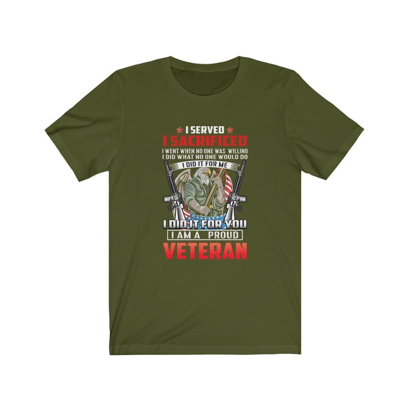 US Military I'M A Proud Veteran Unisex Short Sleeve Shirt.