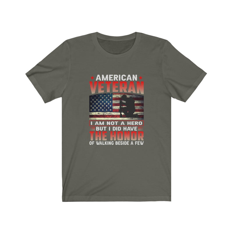 US Military American Veteran I'M Not A Hero Unisex Short Sleeve Shirt.