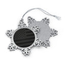 Black American Flag Pewter Snowflake Christmas Ornament-.